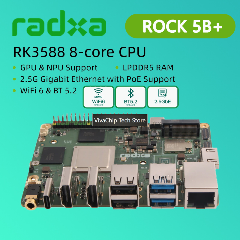 VivaChip TechRadxa ROCK 5B+ Ro - Rockchip Rk3588 Development Board recensie en prijs