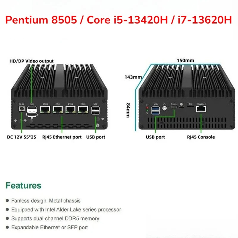 Fanloze Mini PC Pentium 8505/C - Pfsense Firewall Router 2.5G 4 I226 recensie en prijs